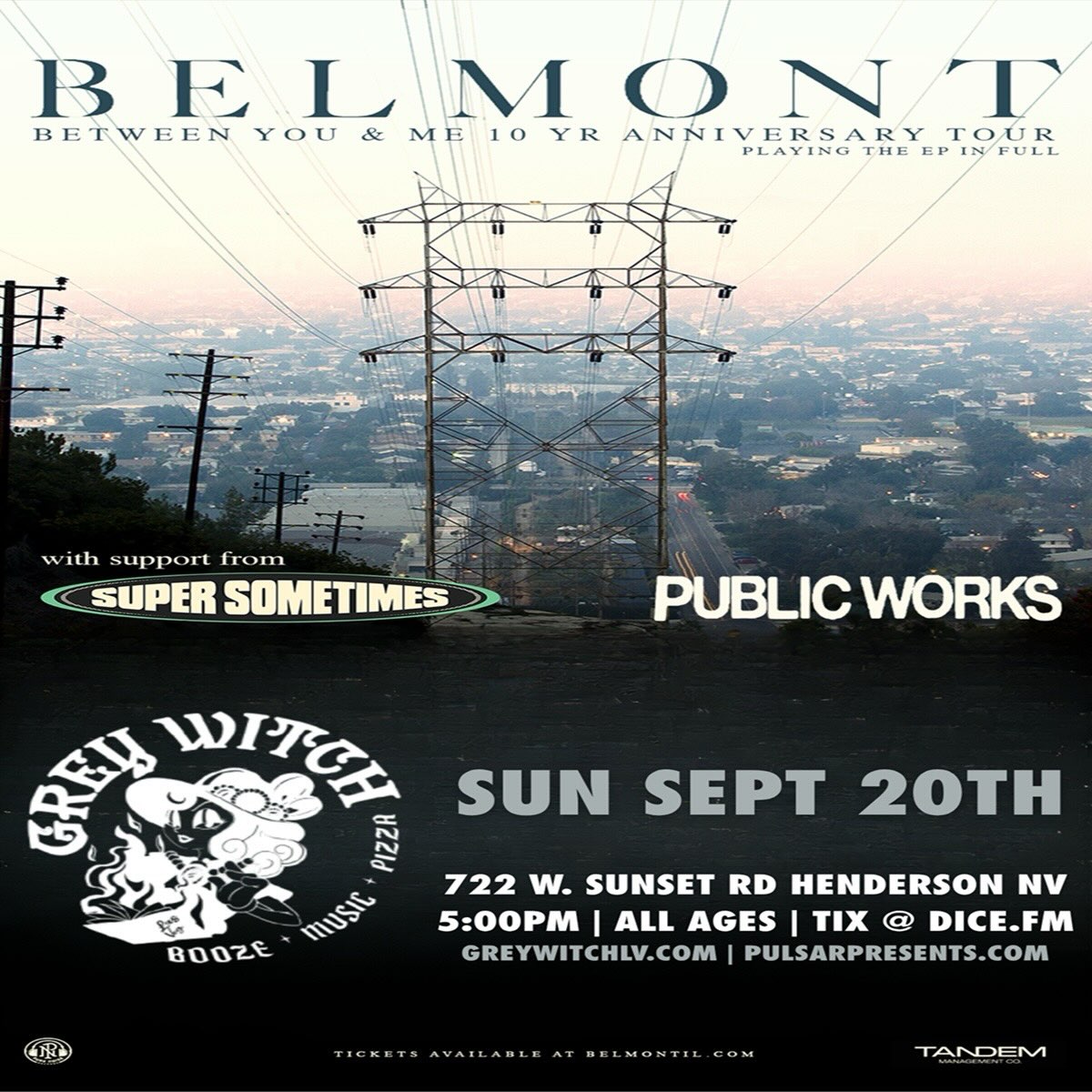 Official flyer for Belmont + Super Sometimes + Public Works