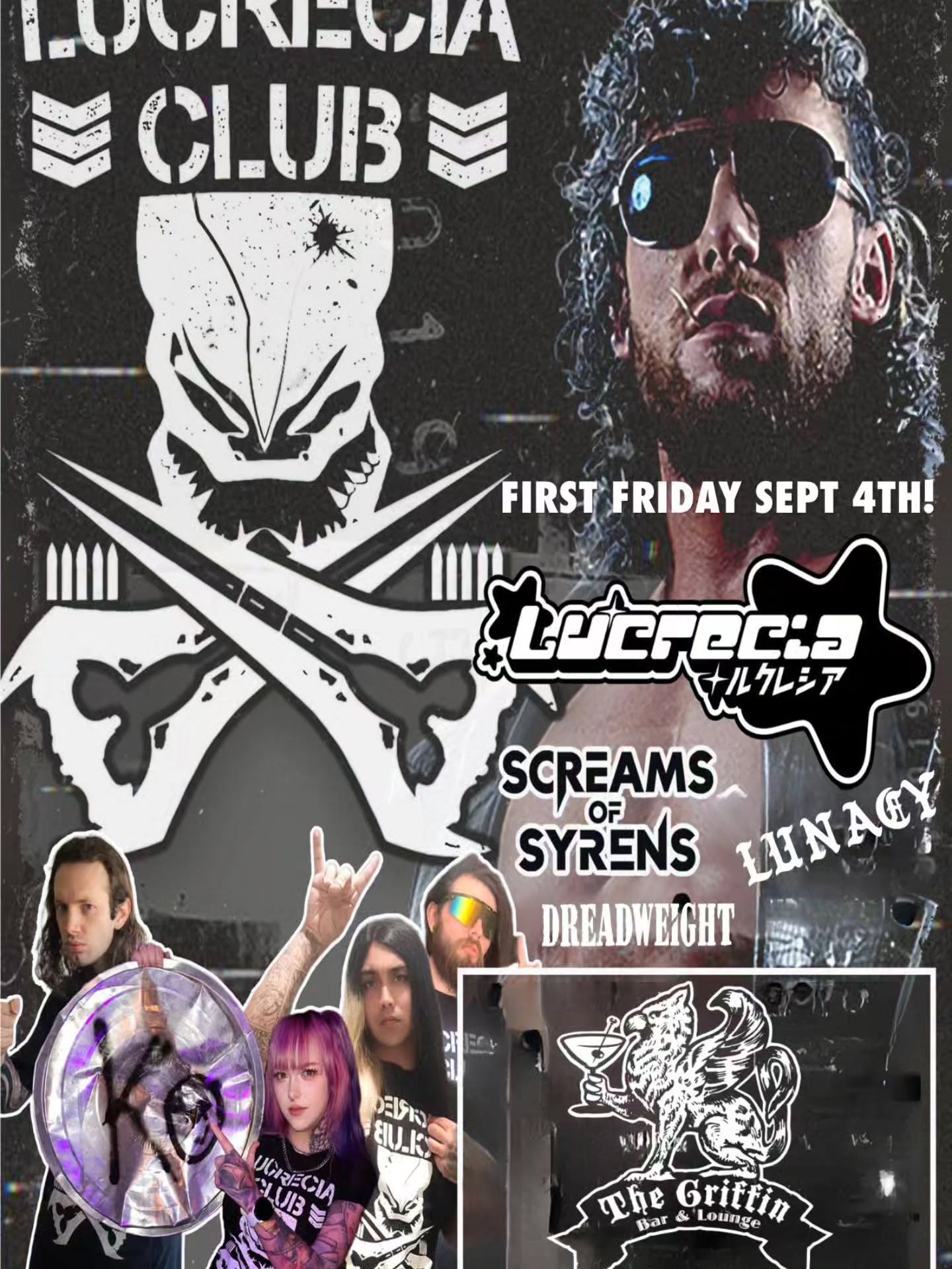 Official flyer for Lucrecia + Screams Of Syrens + Lunacy + Dreadweight