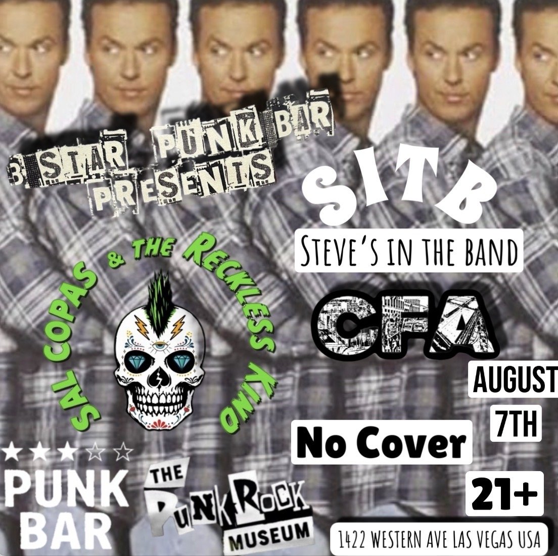 Official flyer for Steve’s in the Band + CFA + Sal Copas and the Reckless Kind