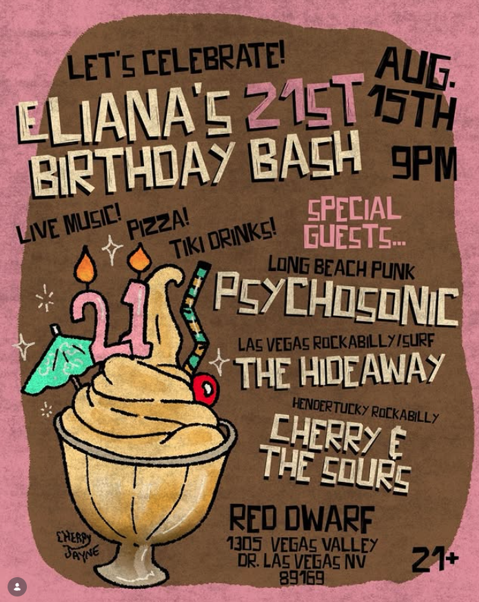 Official flyer for Psychosonic + The Hideaway + Cherry & The Sours