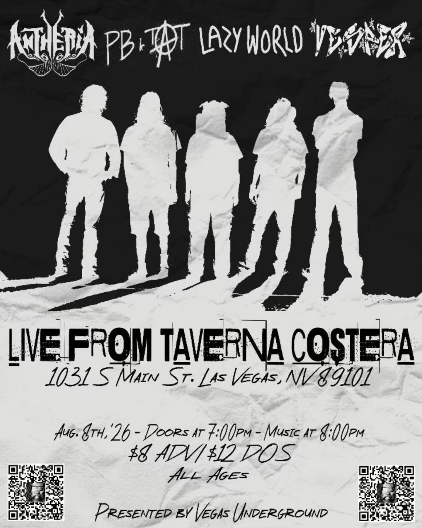 Official flyer for Lazy World + PB&TAT + Antheria + Vesper